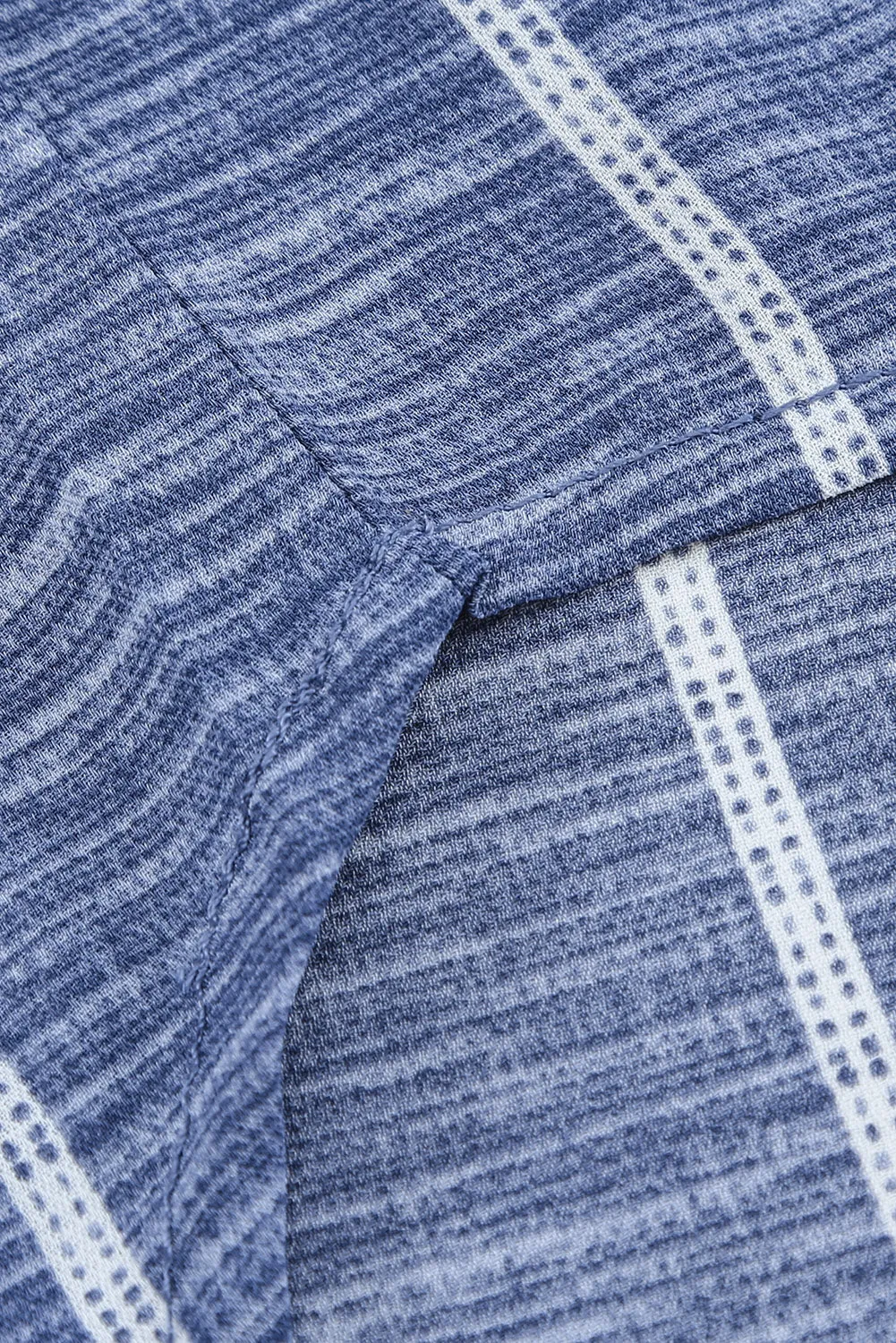 Blue Striped V Neck Pocket Long Sleeve Top