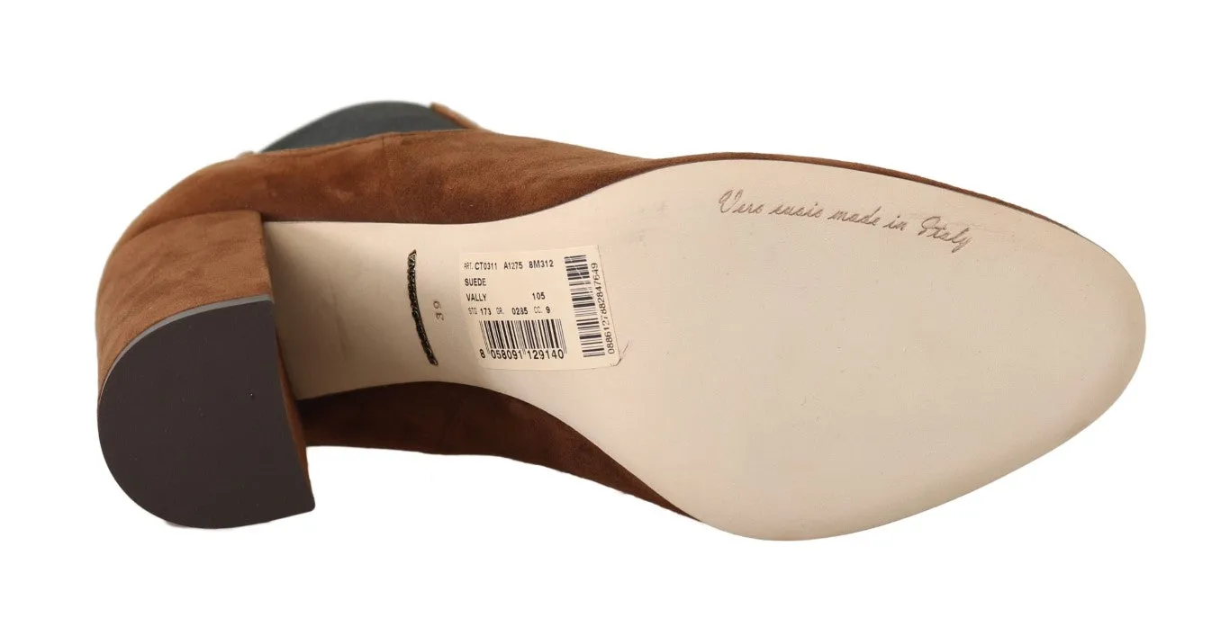 Brown Suede Heels Chelsea Boots