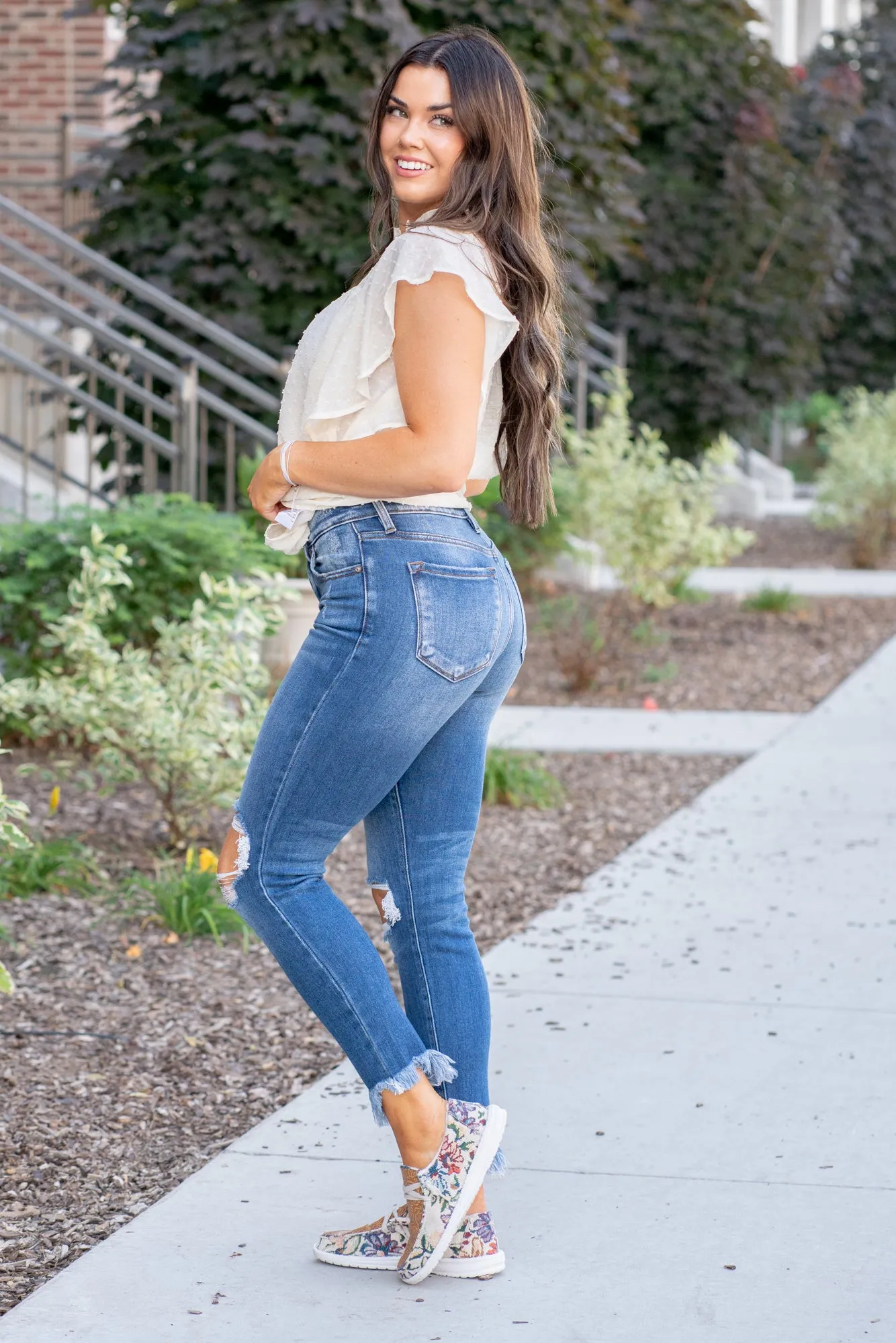 Mesa High Rise Fray Hem Ankle Skinny