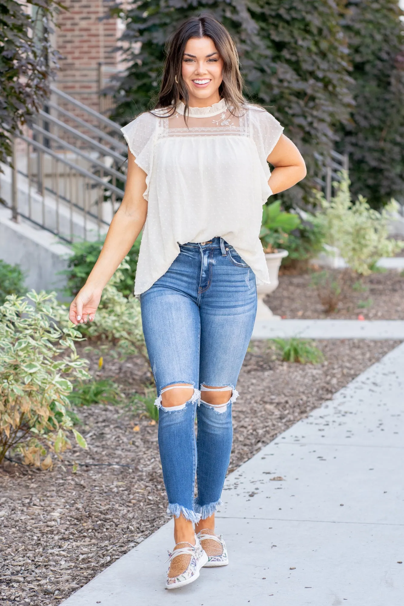 Mesa High Rise Fray Hem Ankle Skinny