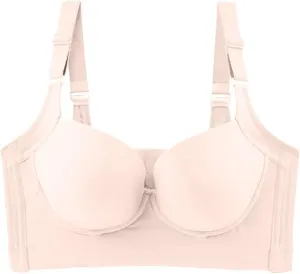 NEW New Year A- One Fab Fit Underwire Bra Push Up T Shirt Bra Modern Demi Bra Lightly Padded Bra with Convertible Straps Compression Sports Bra, Beige, Sz 36D