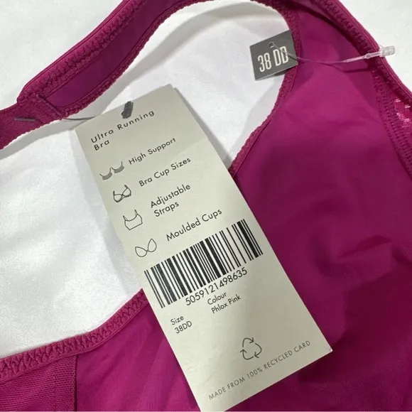 NWT $68 Sweaty‎ Betty [ 38DD ] Ultra Running Sports Bra in Phlox Pink