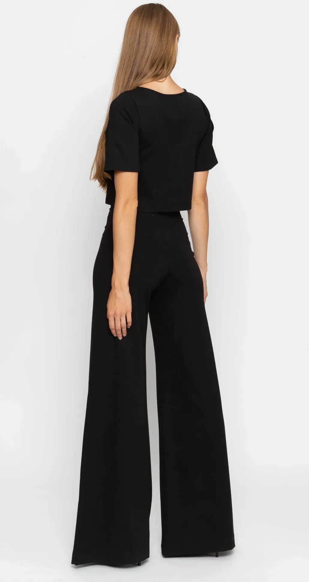 Ponte Knit Wide Leg Pant Black
