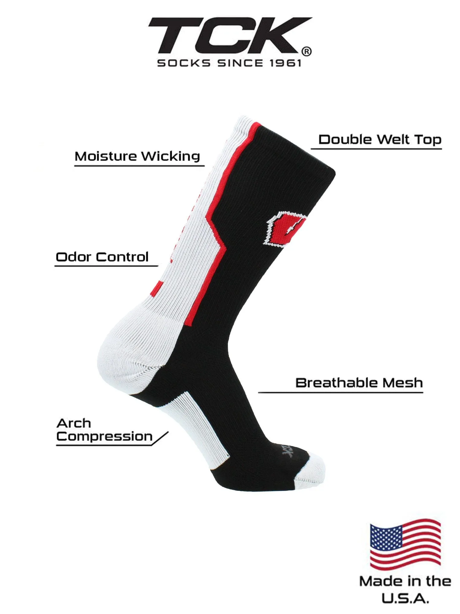 Wisconsin Badgers Socks Perimeter Crew